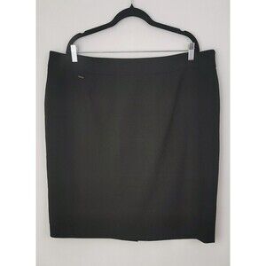 CALVIN KLEIN Women's Lined Career Straight Pencil Skirt Black 18W Kick Pleat